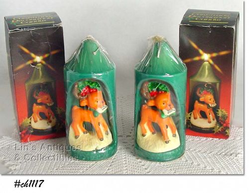 RAINBOW LITE TWO VINTAGE CHRISTMAS CANDLES IN ORIGINAL BOXES