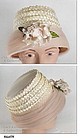 VINTAGE BEIGE HAT WITH ATTACHED ROSE