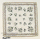 HANDKERCHIEF WITH WHITE ROSES AND GOLD COLOR ACCENTS