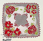 HANDKERCHIEF WITH RED FLOWERS AND RED TATTING