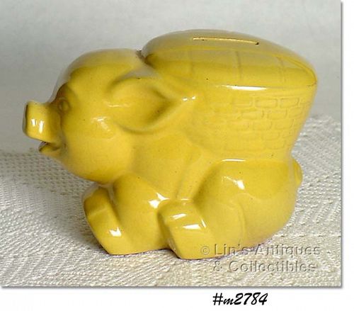 Frankoma Pottery Vintage Yellow Piggy Bank