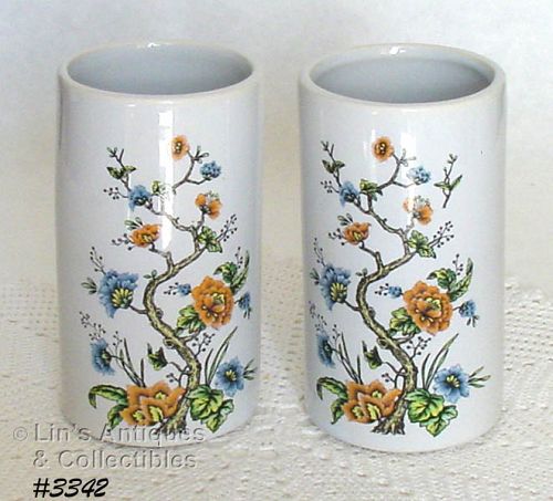 McCoy Pottery Pair of Matching Floral Vases