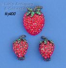 Vintage Signed Weiss Strawberry Pin and Earrings