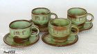 Frankoma Pottery Wagon Wheel Cups with Saucers Set of 4