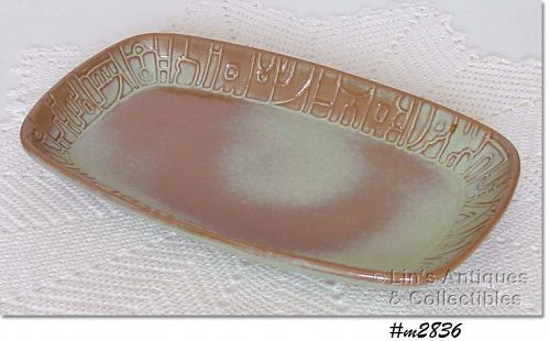 FRANKOMA POTTERY VINTAGE MAYAN AZTEC PRAIRIE GREEN TRAY