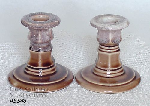 McCoy Pottery Brown Drip Candle Holders