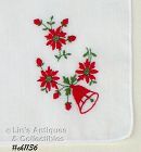 Vintage Christmas Hanky Bell and Poinsettias