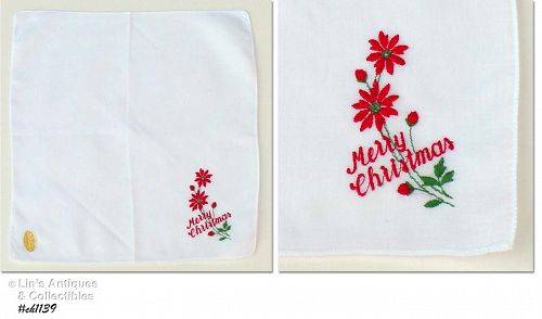 Merry Christmas Embroidered Handkerchief