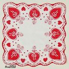Vintage Valentine Hanky Red Hearts and Roses