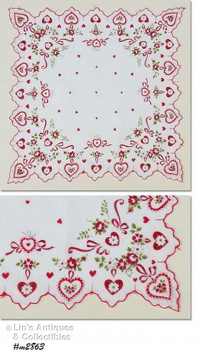 Valentine Hanky Fancy Hearts and Flowers