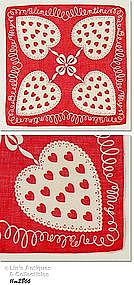 RED VALENTINE HANKY WITH 4 LARGE HEARTS