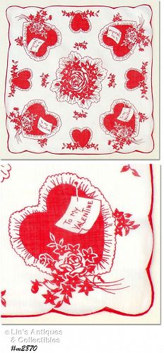 Vintage To My Valentine Handkerchief