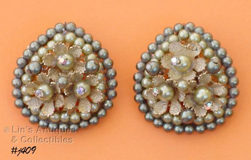 Vintage Beaded Earrings Clip Backs