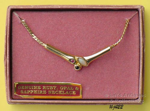 Lady Ashton Gemstone Necklace with Genuine Ruby Opal Sapphire