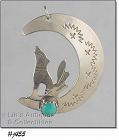 Vintage Coyote Howling at the Moon Silver Pendant