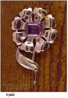 Vintage Flower Pin with Amethyst Color Center
