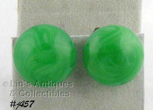 Vintage Green Glass Earrings Made in France