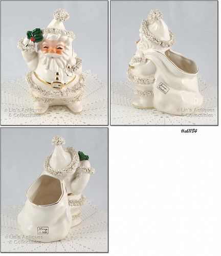 Vintage Napco White Spaghetti Santa Planter