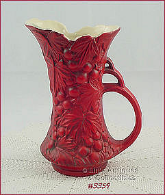 McCOY POTTERY – GRAPES PITCHER VASE (RED)