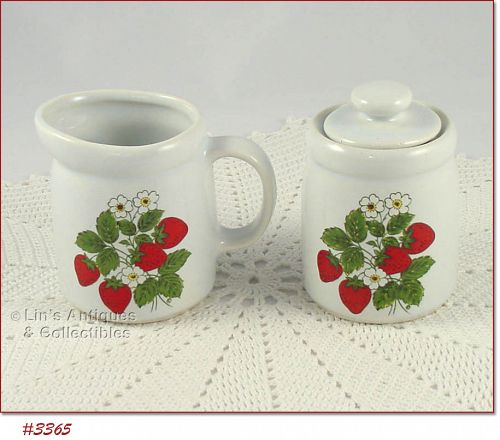McCOY POTTERY STRAWBERRY COUNTRY CREAMER AND COVERED SUGAR