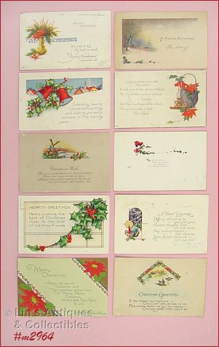 Vintage Christmas Postcards Lot of 10