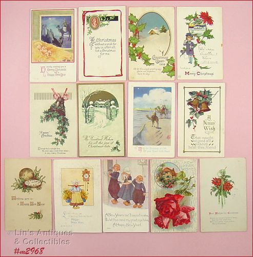 Vintage Holiday Postcards Lot of 13