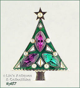 EISENBERG ICE – LARGE RHINESTONES CHRISTMAS TREE PIN