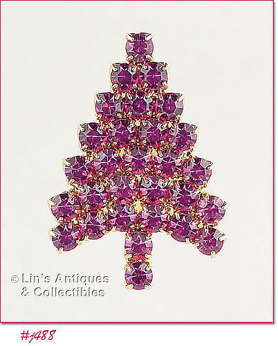 EISENBERG ICE – PINK RHINESTONES CHRISTMAS TREE PIN