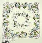 LOVELY HANKY WITH PINK AND BLUE FLOWERS AND BUTTERFLIES
