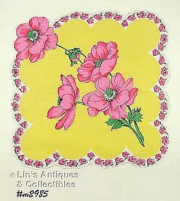 GORGEOUS PINK POPPIES HANDKERCHIEF