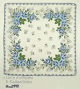 BLUE ROSES AND WHITE DAISIES HANDKERCHIEF