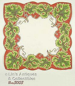 UNUSUAL HANDKERCHIEF WITH GRAPE LEAVES