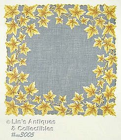 GRAY HANDKERCHIEF WITH GOLD COLOR OAK LEAVES