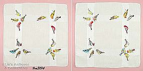 TWO HANDKERCHIEFS WITH ASSORTED COLORFUL BIRDS!!