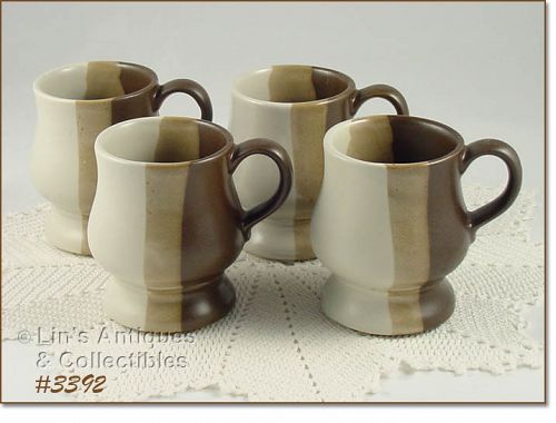 McCOY POTTERY SANDSTONE PEDESTAL MUGS SET OF 4