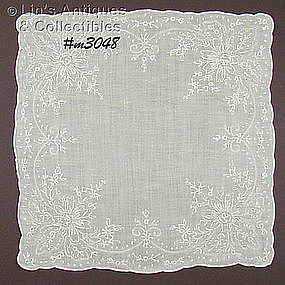 HEIRLOOM QUALITY WHITE WEDDING HANDKERCHIEF