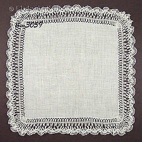 WHITE HANKY WITH BEAUTIFUL CROCHET EDGE