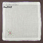 WHITE HANKY WITH PETIT POINT BOUQUET