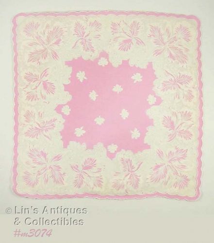 Vintage White Orchids on Pink Handkerchief