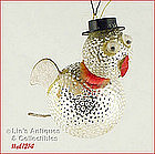 GLASS BIRD WITH TOP HAT ORNAMENT