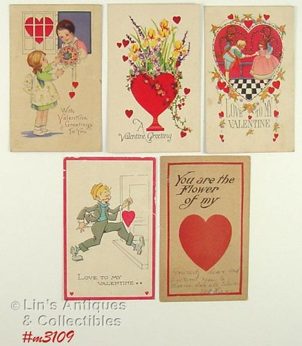 Vintage Valentine Postcards Lot of 5