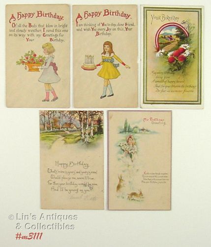 Vintage Birthday Cards Lot of 5 Postmark 1917 1921