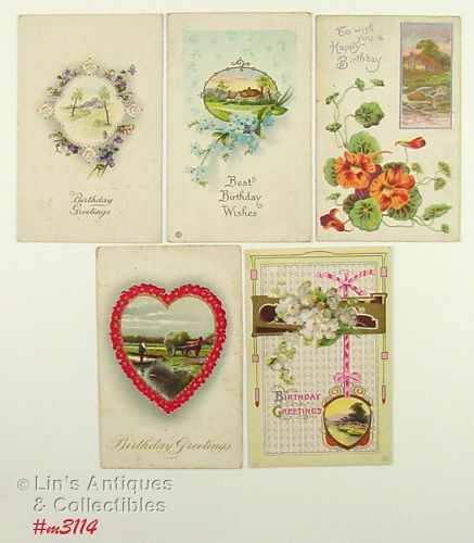 Vintage Birthday Cards Lot of 5 Postmark 1916 1920