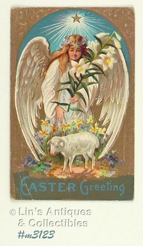 VINTAGE EASTER POSTCARD WITH ANGEL POSTMAKED 1909