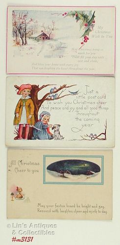 Vintage Christmas Postcards Lot of 3