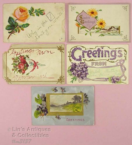 Vintage Postcards Lot of 5 1907 and 1908