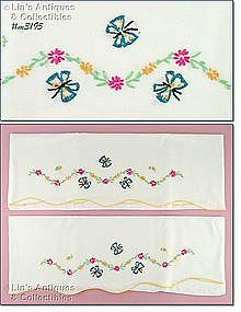 EMBROIDERED FLOWERS AND BUTTERFLIES PILLOWCASES