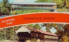 Vintage Covered Bridge Greetings Postcard Centerville IN