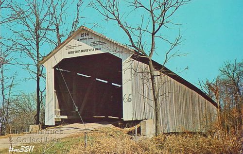 Covered Bridge Postcard McAllister Bridge Parke Co Indiana