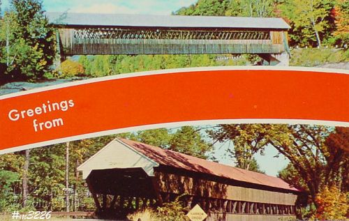 Vintage Covered Bridge Greetings Postcard